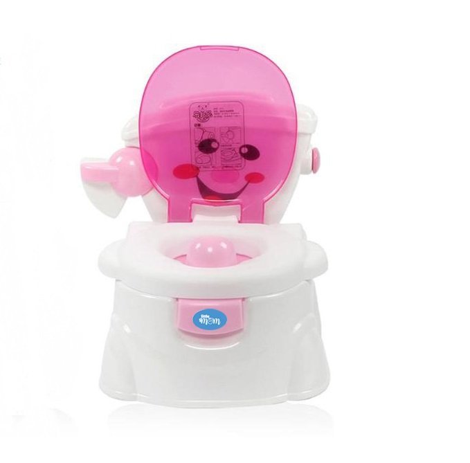 Olita pentru copii Little Mom Smiley Potty Pink, educationala 3 in 1, design realist, cu suport pentru hartia igienica, cu vas colector detasabil si buton de tras apa, dimensiune 42 x 30 x 36 cm – imaginea 6