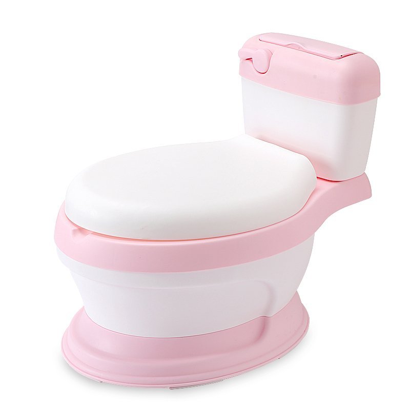 Olita educationala pentru copii Little Mom Simulation Potty Pink, design realist ergonomic, colac moale PVC, vas colector detasabil, dimensiune 44 x 30 x 36 cm – imaginea 2