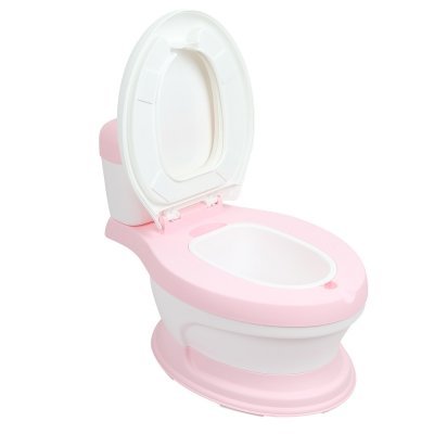 Olita educationala pentru copii Little Mom Simulation Potty Pink, design realist ergonomic, colac moale PVC, vas colector detasabil, dimensiune 44 x 30 x 36 cm – imaginea 3