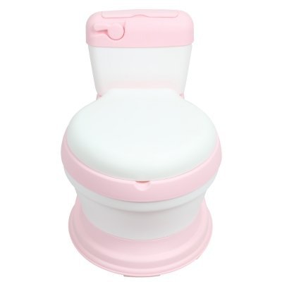 Olita educationala pentru copii Little Mom Simulation Potty Pink, design realist ergonomic, colac moale PVC, vas colector detasabil, dimensiune 44 x 30 x 36 cm – imaginea 6