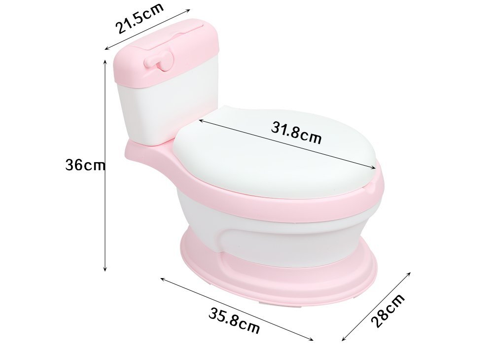 Olita educationala pentru copii Little Mom Simulation Potty Pink, design realist ergonomic, colac moale PVC, vas colector detasabil, dimensiune 44 x 30 x 36 cm – imaginea 8