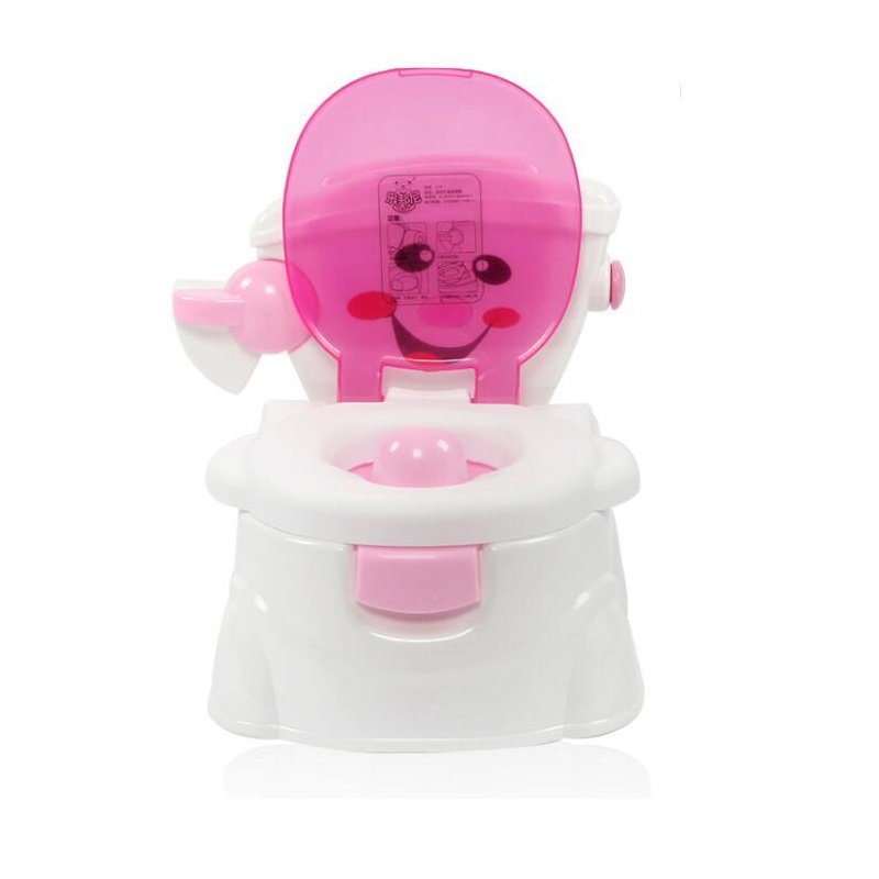 Olita pentru copii Little Mom Smiley Potty Pink, educationala 3 in 1, design realist, cu suport pentru hartia igienica, cu vas colector detasabil si buton de tras apa, dimensiune 42 x 30 x 36 cm – imaginea 2