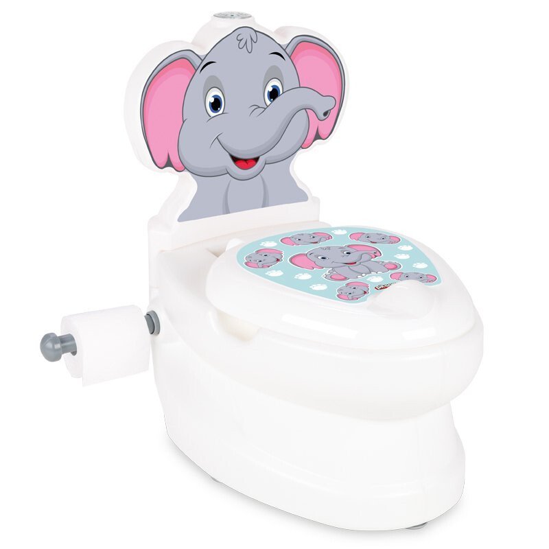 Olita educationala muzicala Pilsan Elefantel cu baza antialunecare,suport hartie igienica si vas colectare detasabil,design ergonomic,cutie muzicala iluminata cu efect de sunet sifon – imaginea 4
