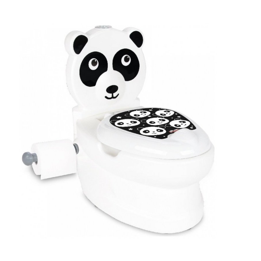 Olita educationala muzicala Pilsan Panda cu baza antialunecare,suport hartie igienica si vas colectare detasabil,design ergonomic,cutie muzicala iluminata cu efect de sunet sifon – imaginea 3
