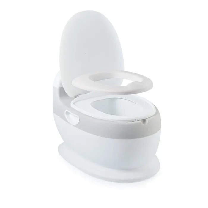 Olita pentru copii Little Mom Grey Toilet, model educativ si muzical, cu design realist, colac moale din spuma PU, capac rabatabil si vas colector detasabil, dimensiune 40 x 28 x 30 cm – imaginea 7