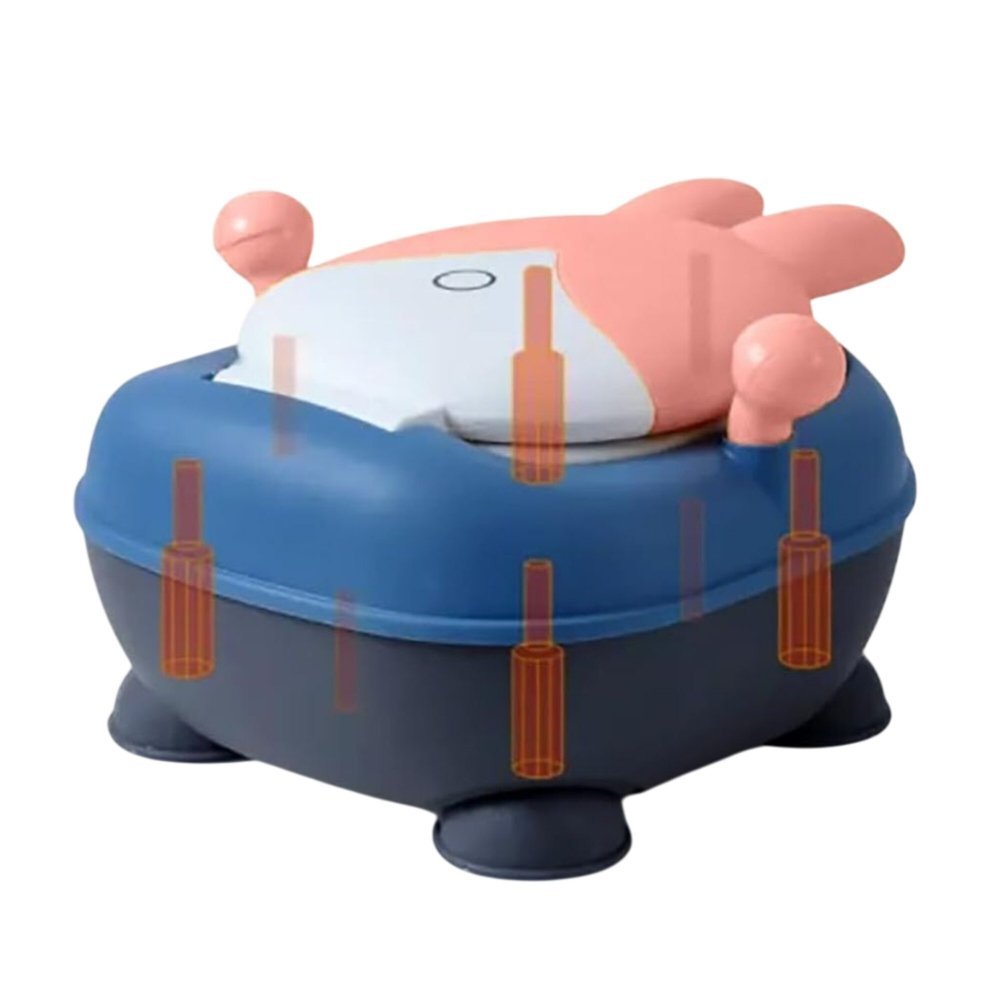 Olita pentru copii Little Mom Rabbit Pink, cu adaptor moale din PU, vas colector detasabil, capac rabatabil cu functie de spatar ergonomic, picioruse antiaderente, dimensiune 36 x 32.5 x 53 cm – imaginea 6