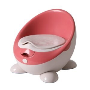 Olita pentru copii Little Mom First Class Pink, cu adaptor moale din spuma PU, spatar ergonomic, vas colector detasabil, picioruse antiderapante, dimensiune 32 x 34 x 30 cm