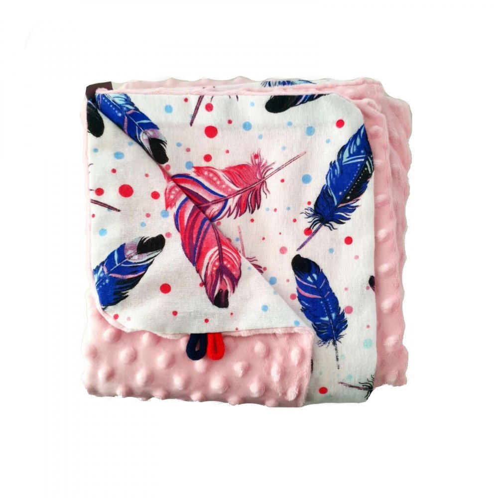 Paturica Minky pentru copii 75×75 cm K-545 Pana Roz