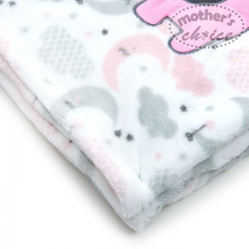 Paturica bebe din fleece cu broderie elefantel roz – imaginea 2