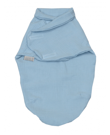 Paturica de infasat din bumbac Baby swaddle Puzzle Muslin Albastru Amy