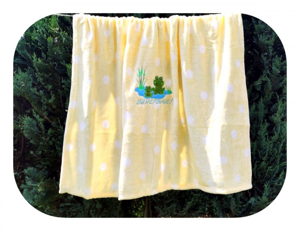 Paturica din microfibra 80×100 cm model Yellow Frog
