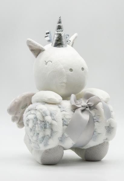 Paturica pufoasa cu jucarie TOY unicorn 25cm Hausmann