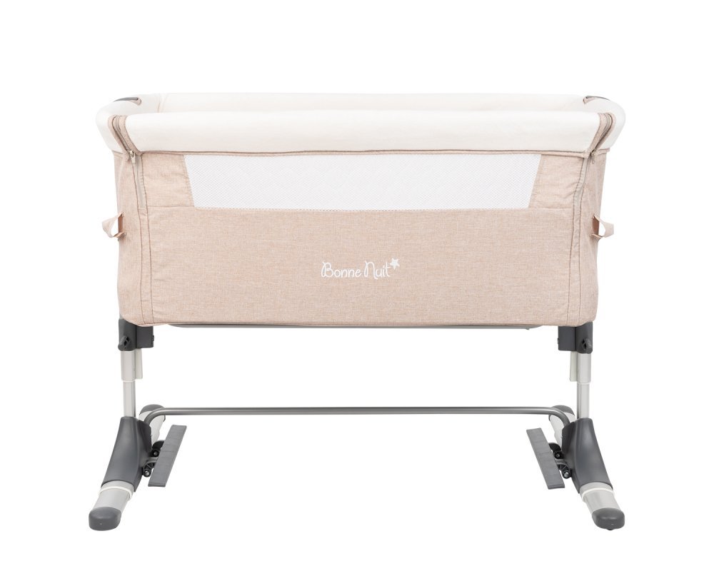 Patut Co-Sleeper pentru bebelusi KikkaBoo Bonne Nuit Beige Melange 2020 cu inaltime reglabila, pozitie anti-reflux, laterala culisanta, accesorii incluse – imaginea 5
