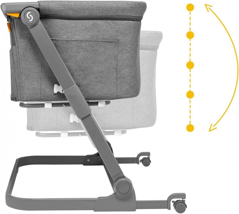 Patut 3 in 1 co-sleeping Natt Skiddou Evening Dream Gri inchis reglabil pe inaltime, laterala culisanta, husa detasabila – imaginea 2
