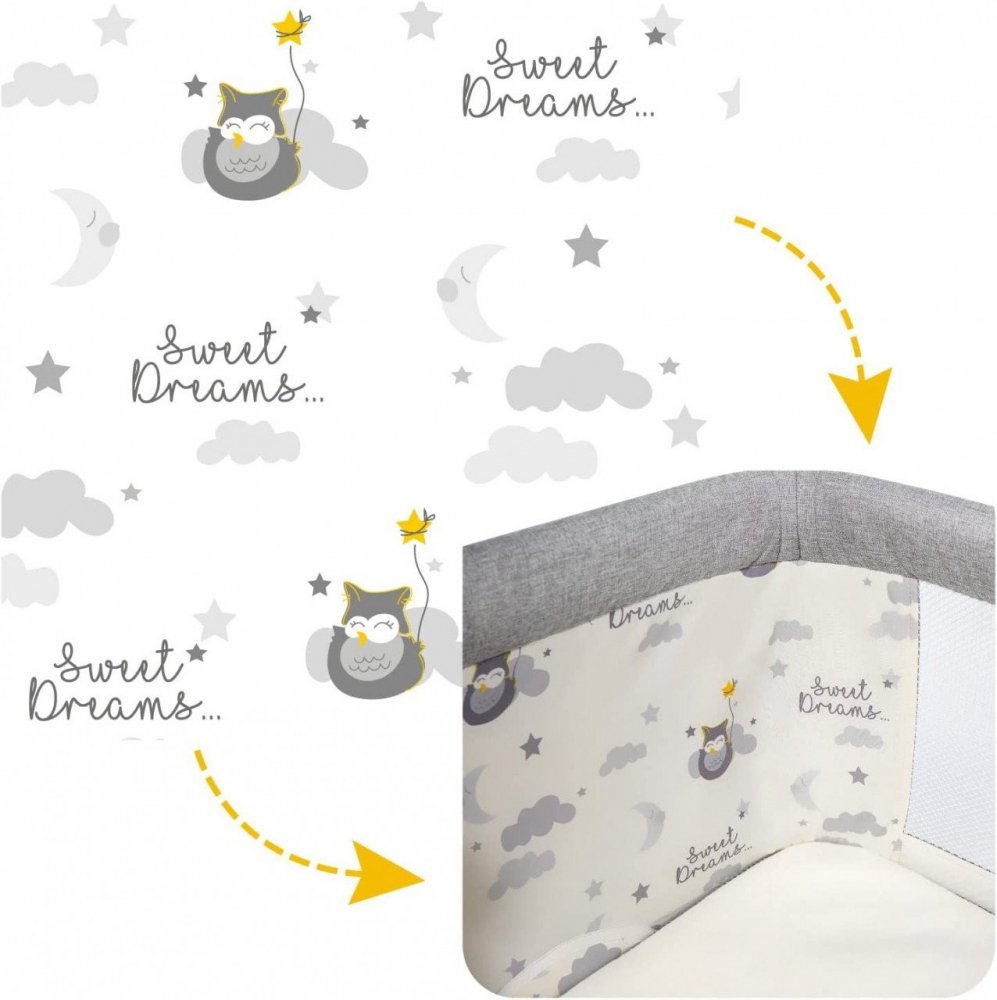 Patut 3 in 1 co-sleeping Natt Skiddou Evening Dream Gri inchis reglabil pe inaltime, laterala culisanta, husa detasabila – imaginea 5