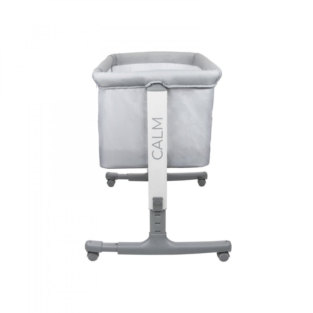 Patut Co Sleeper Asalvo Calm gri, reglabil 5 nivele de inaltime, picioare extensibile, material moale si usor de curatat, 80 x 65 x 84