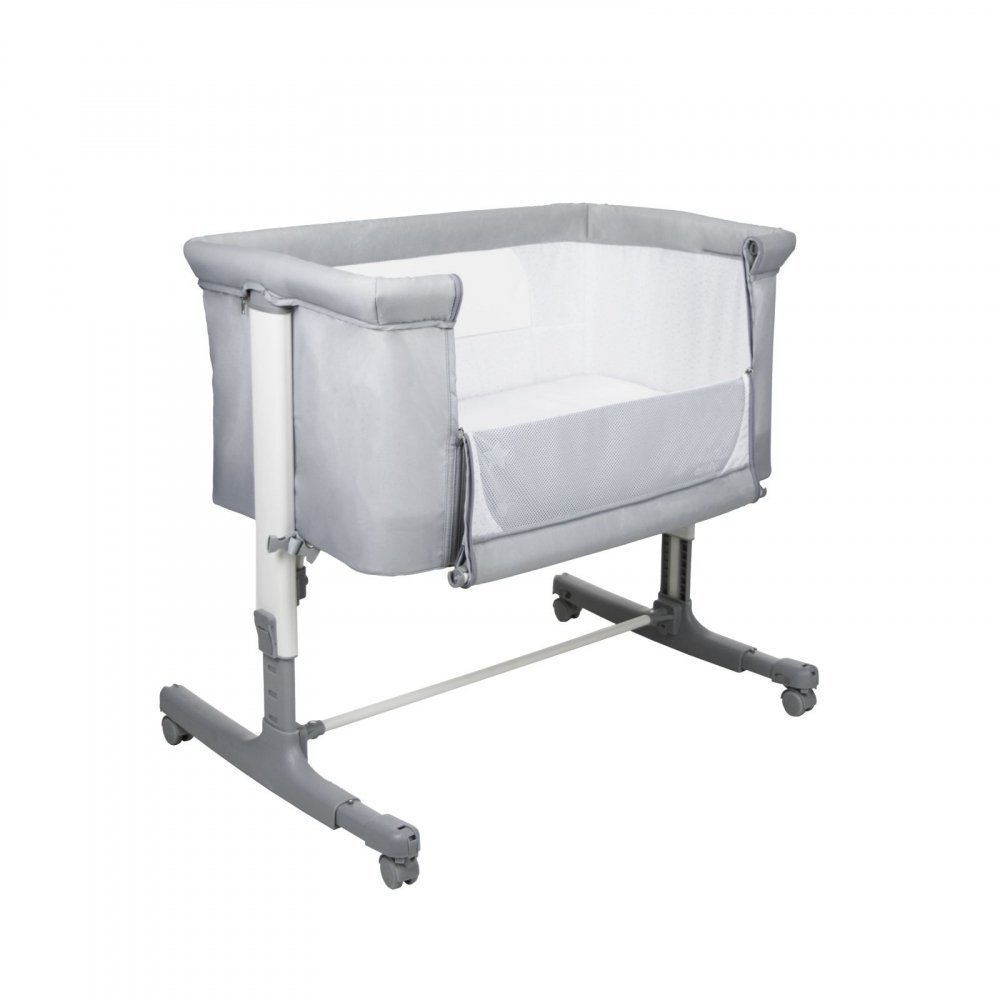 Patut Co Sleeper Asalvo Calm gri, reglabil 5 nivele de inaltime, picioare extensibile, material moale si usor de curatat, 80 x 65 x 84 – imaginea 2