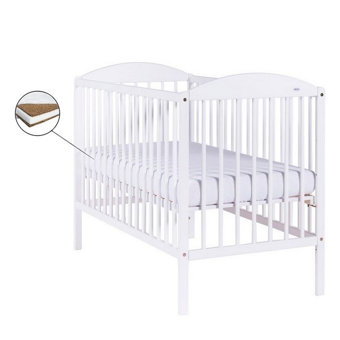 Patut pentru copii Drewex Lulaya Alb + Saltea Cocos 8 Cm – imaginea 2
