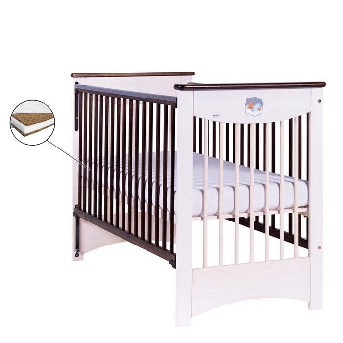 Patut pentru copii Drewex Mocca Culisant Alb + Saltea Cocos 10 Cm – imaginea 2