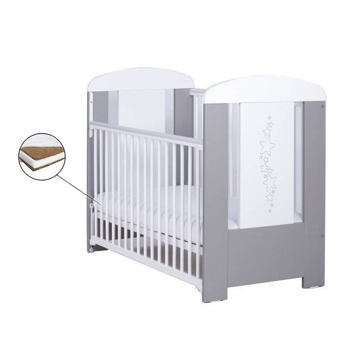 Patut pentru copii Drewex Stars Culisant Silver + Saltea Cocos 8 Cm – imaginea 7