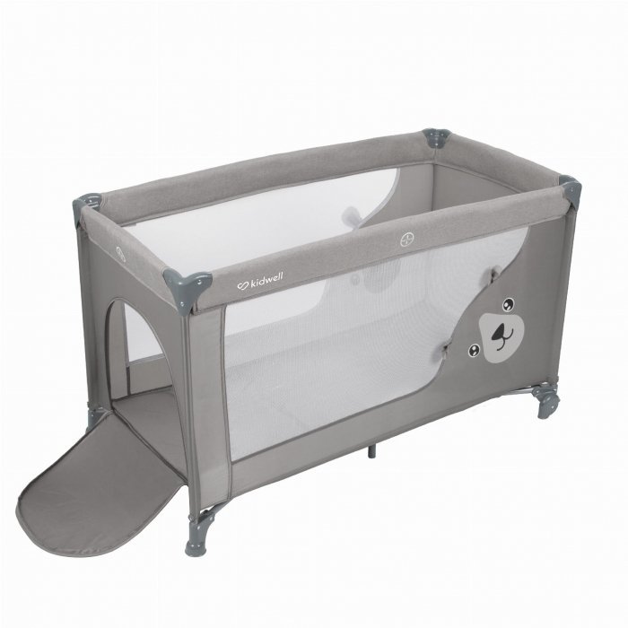 Patut pentru copii Kidwell Blissy 3 in 1 Gray pliabil, cu 2 nivele, usita cu fermoar, roti cu blocare, masuta de infasat si organizator – imaginea 3