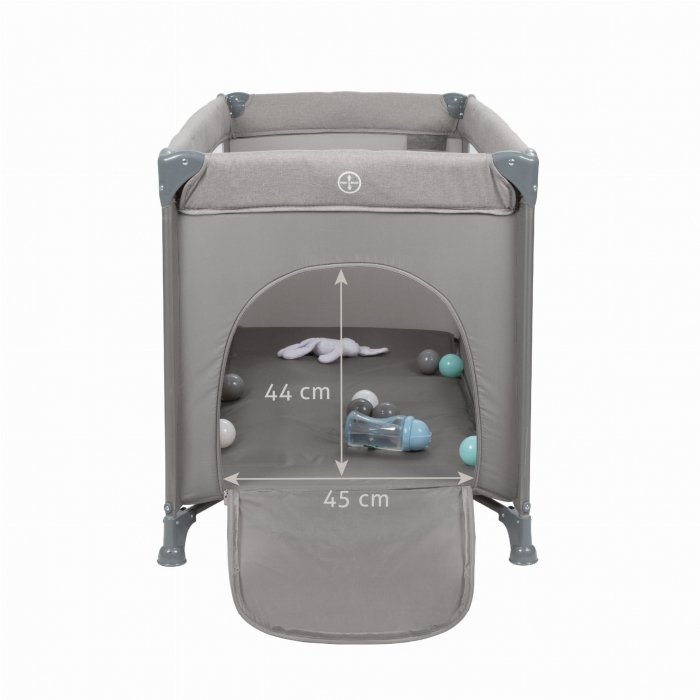 Patut pentru copii Kidwell Blissy 3 in 1 Gray pliabil, cu 2 nivele, usita cu fermoar, roti cu blocare, masuta de infasat si organizator – imaginea 4