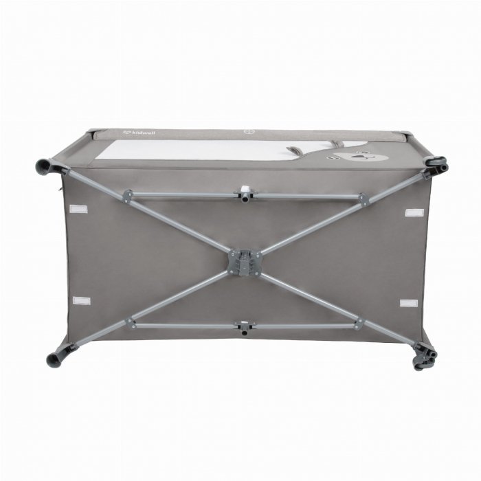 Patut pentru copii Kidwell Blissy 3 in 1 Gray pliabil, cu 2 nivele, usita cu fermoar, roti cu blocare, masuta de infasat si organizator – imaginea 5