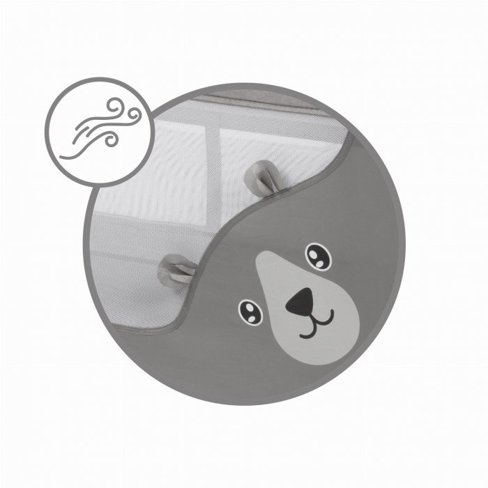 Patut pentru copii Kidwell Blissy 3 in 1 Gray pliabil, cu 2 nivele, usita cu fermoar, roti cu blocare, masuta de infasat si organizator – imaginea 6