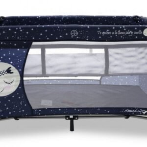 Patut pentru copii Asalvo Smooth Moon cu 2 nivele, pliere compacta, roti cu frana, baza captusita impermeabila, 77x65x125 cm