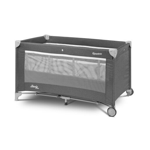 Patut pentru copii Caretero Basic Plus Graphite pliabil cu doua nivele, roti, fereastra cu fermoar, saltea pliabila si geanta transport incluse – imaginea 3