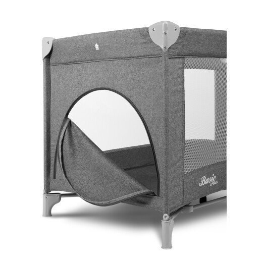Patut pentru copii Caretero Basic Plus Graphite pliabil cu doua nivele, roti, fereastra cu fermoar, saltea pliabila si geanta transport incluse – imaginea 5