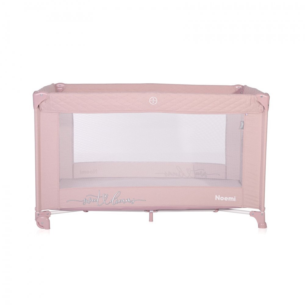 Patut Lorelli Noemi Mellow Rose Star pliabil, cu 1 nivel, laterala cu fermoar, roti cu sistem de blocare, salteluta si geanta de transport incluse – imaginea 2