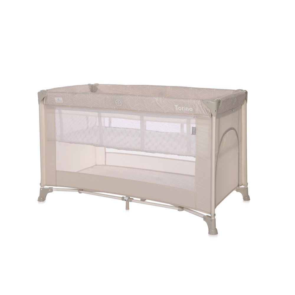 Patut Lorelli Torino Fog Striped Elements pliabil, cu 2 nivele, usita cu fermoar, eori cu sistem de blocare, salteluta si geanta de transport incluse – imaginea 4