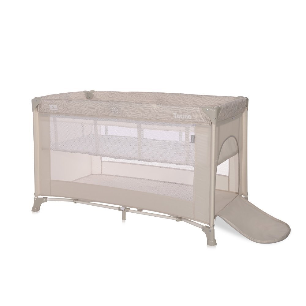 Patut Lorelli Torino Fog Striped Elements pliabil, cu 2 nivele, usita cu fermoar, eori cu sistem de blocare, salteluta si geanta de transport incluse – imaginea 2