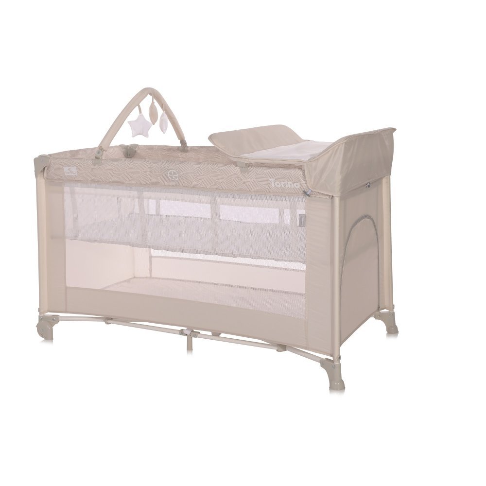 Patut Torino Plus Fog Striped Elements pliabil, cu 2 nivele, roti cu sistem de blocare, masuta de infasat, accesorii incluse – imaginea 4