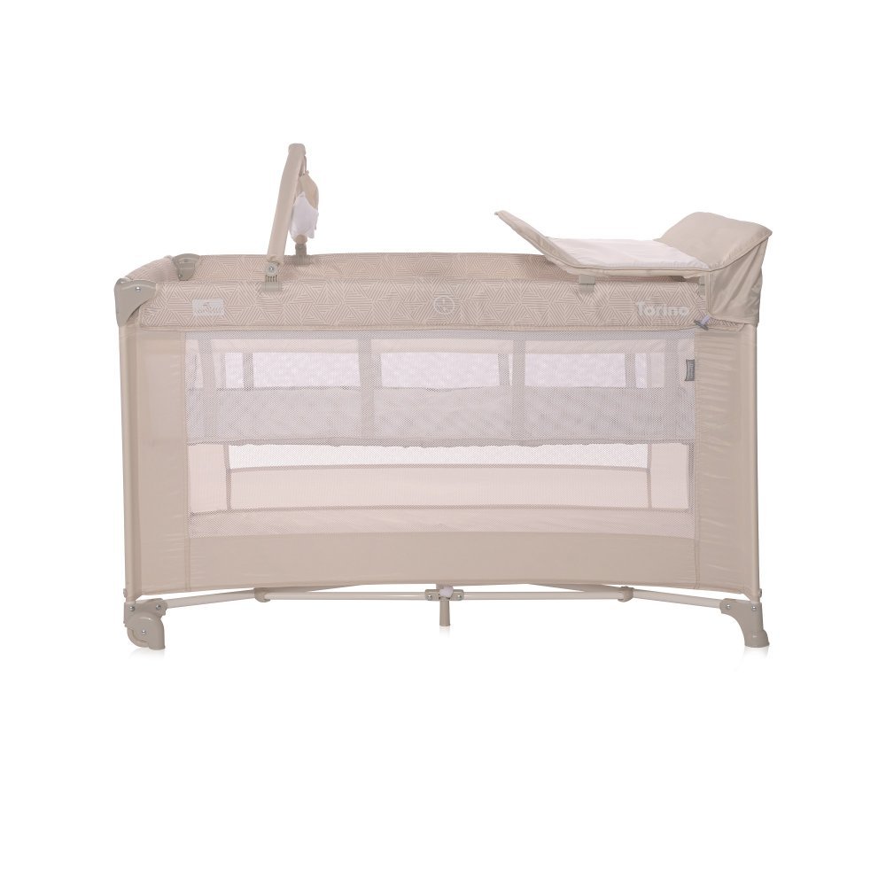 Patut Torino Plus Fog Striped Elements pliabil, cu 2 nivele, roti cu sistem de blocare, masuta de infasat, accesorii incluse