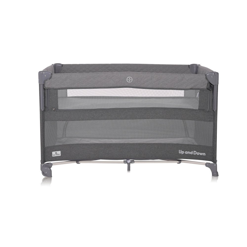 Patut pliabil Up and Down Cool Grey Bear cu laterala culisanta, sistem side-sleeping, cu 2 nivele, usa laterala cu fermoar, saltea si geanta de transport incluse – imaginea 2