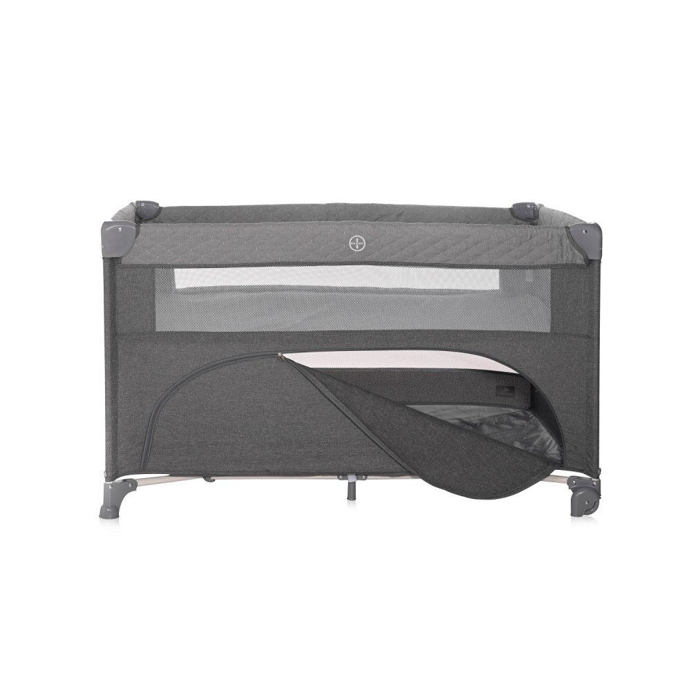 Patut pliabil Up and Down Cool Grey Bear cu laterala culisanta, sistem side-sleeping, cu 2 nivele, usa laterala cu fermoar, saltea si geanta de transport incluse – imaginea 3