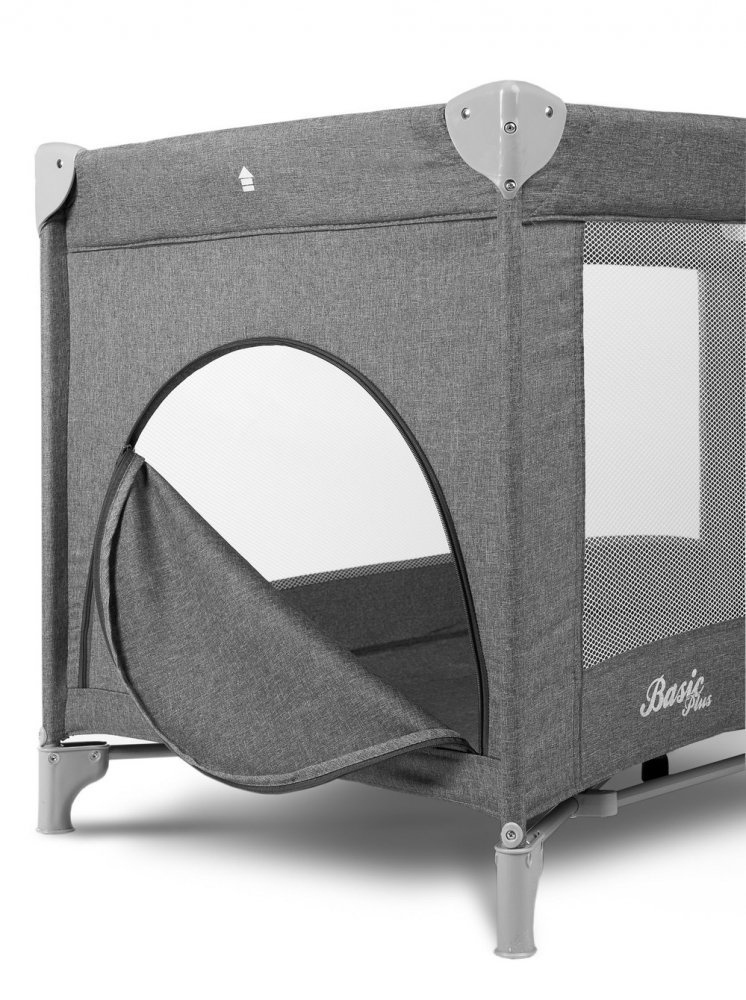 Patut pentru copii Caretero Basic Plus Graphite pliabil cu doua nivele, roti, fereastra cu fermoar, saltea pliabila si geanta transport incluse – imaginea 8