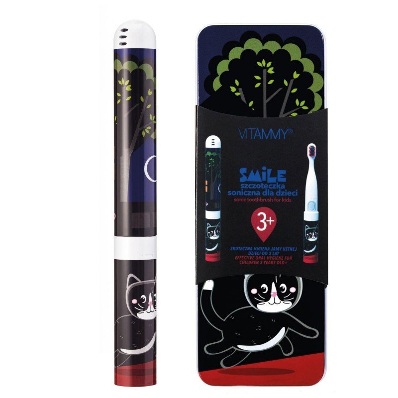 Periuta de dinti electrica Vitammy Smile animatie pisoi negru – imaginea 2