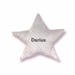 Perna decorativa personalizata Steluta din plus minky gri