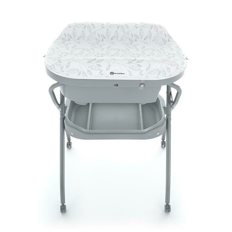 Cadita 3 in 1 PetiteMars Spa cu masuta de infasat si spatiu de depozitare Gri – imaginea 6