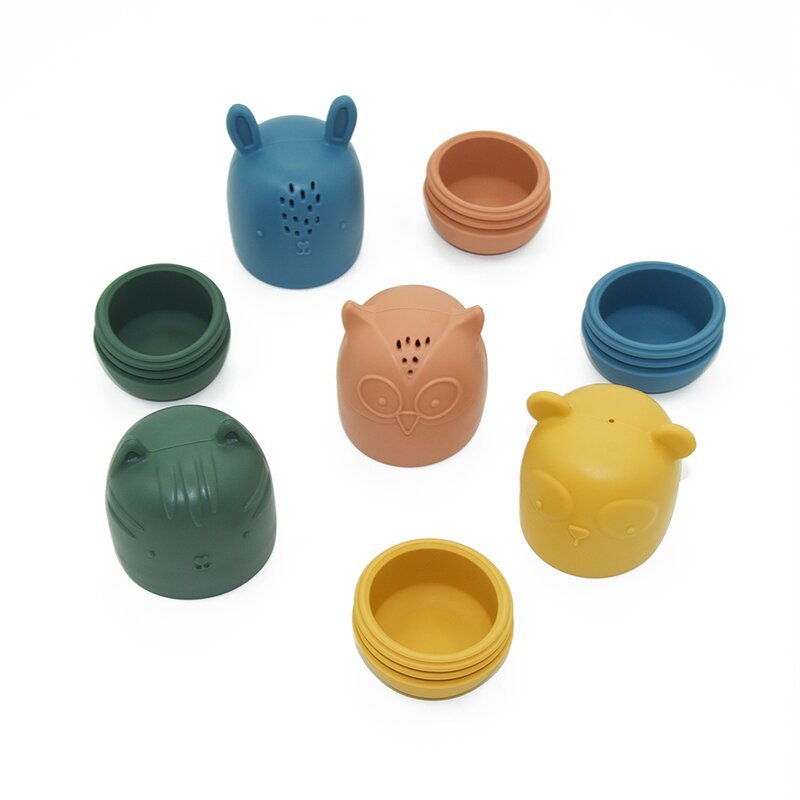 Set 4 jucarii de baie Amigos din silicon multicolor PetiteMars – imaginea 8