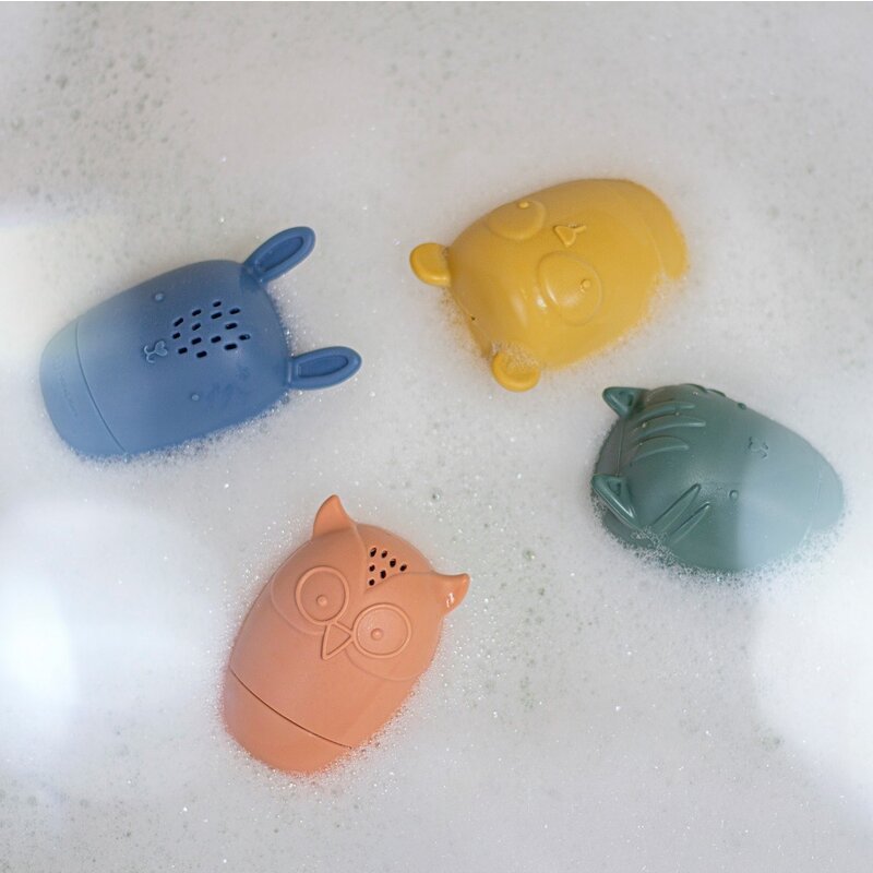 Set 4 jucarii de baie Amigos din silicon multicolor PetiteMars – imaginea 5