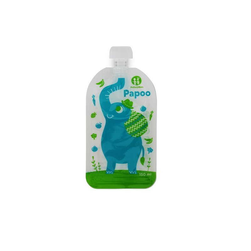 Set 6 pungi reutilizabile pentru hranire cu elefantei Papoo Albastru – imaginea 5