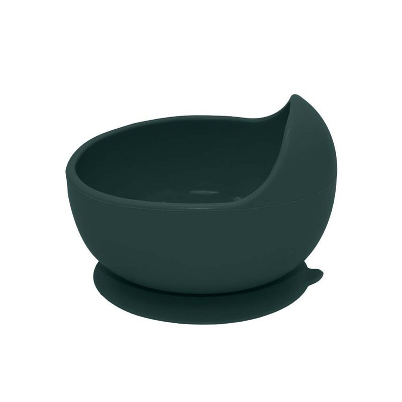 Set de hranire PetiteMars cu farfurie bol si tacamuri din silicon fara BFA verde inchis – imaginea 3