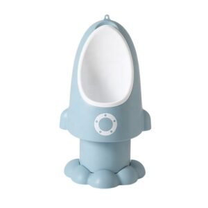 Pisoar pentru baieti Little Mom  Rocket Gray cu inaltime reglabila, vas colector detasabil, dimensiune 27,5 x 15 x 49 cm