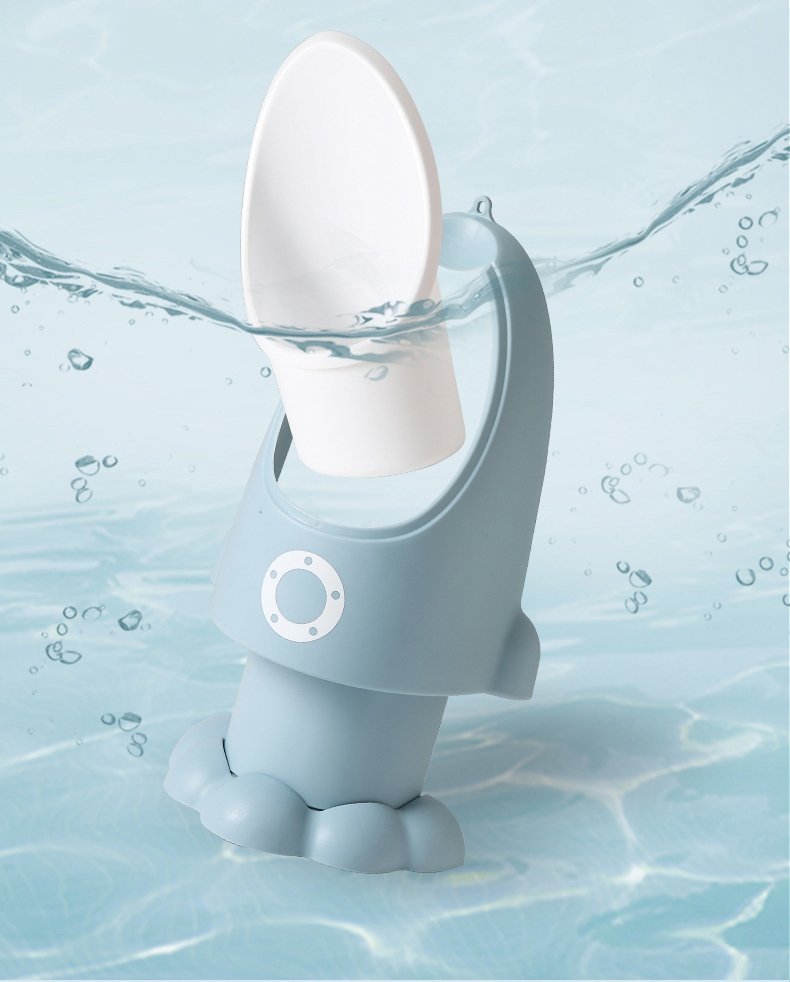 Pisoar pentru baieti Little Mom Rocket Gray cu inaltime reglabila, vas colector detasabil, dimensiune 27,5 x 15 x 49 cm – imaginea 4