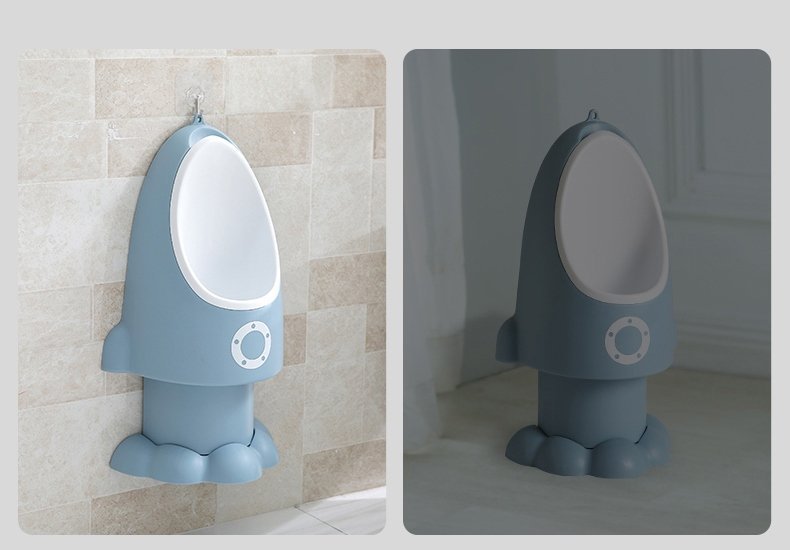 Pisoar pentru baieti Little Mom Rocket Gray cu inaltime reglabila, vas colector detasabil, dimensiune 27,5 x 15 x 49 cm – imaginea 5