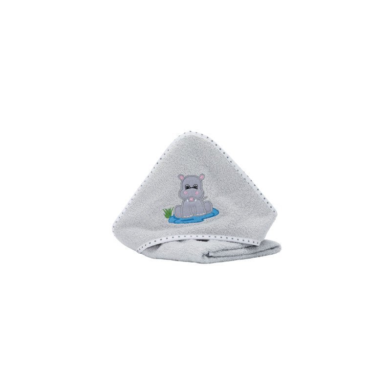 Prosop brodat hippo grey blue 75×75 cm Fillikid